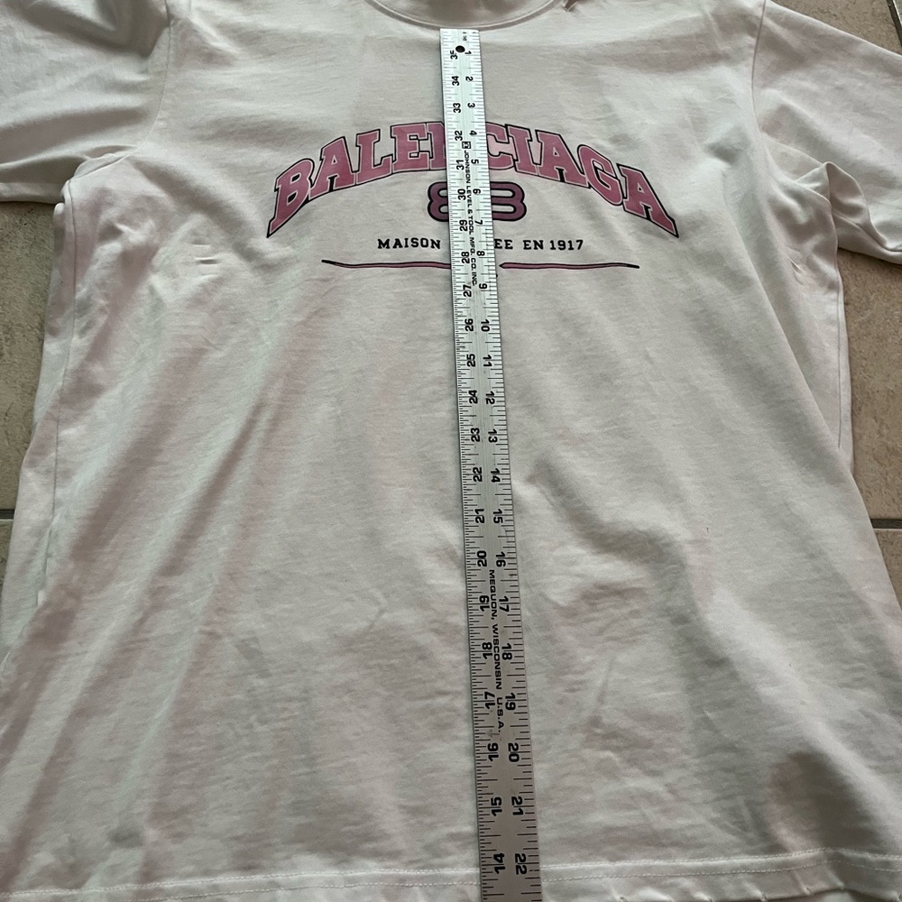 Balenciaga White Tee with Pink Accents - Picture 5 of 8